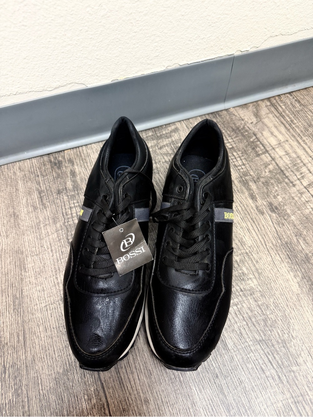 Boss Men's Black Leather Athletic Sneakers